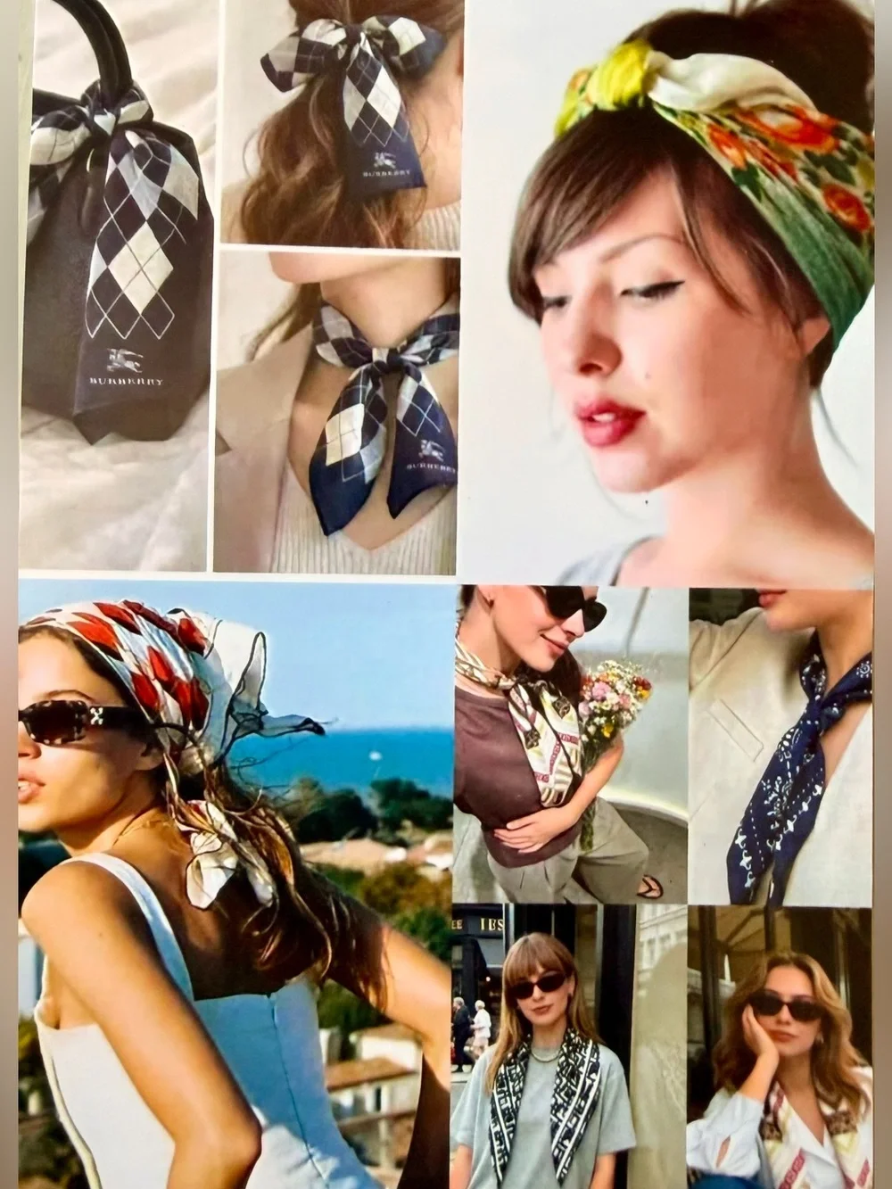 Christian Dior Scarf Vibrant Multicolor Floral Print Gold Shimmer Bandanna